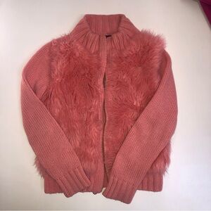 Gap kids fuzzy cozy faux fur Cotton zip sweater